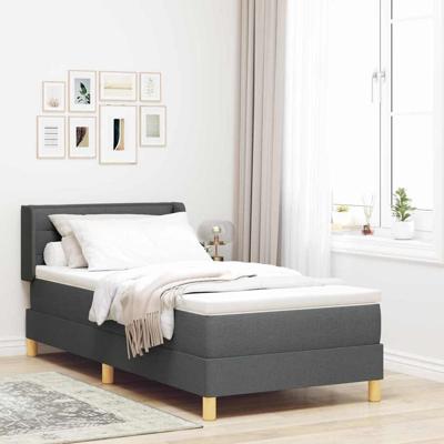 Boxspringbed met matras in donkergrijs, 80 x 200 cm, stof