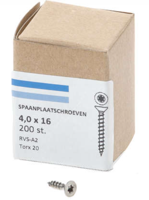 Hoenderdaal Spaanplaatschroef Rvs-A2 Pk Torx TX20 4.0X16 | 200 stuks - 0206.30.24701