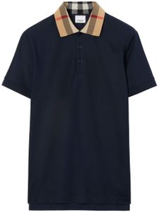 Burberry polo en coton à col à carreaux - Bleu