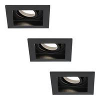 HOFTRONIC™ Set van 3 Fresno LED inbouwspots vierkant - Kantelbaar - 5W 400lm - GU10 4000K Neutraal wit Dimbaar - Zwart - IP20 Plafondspots voor binnen