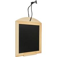 Houten krijtbordje schrijfbord - hout - zwart/bruin - incl. krijt - 24 x 34 cm