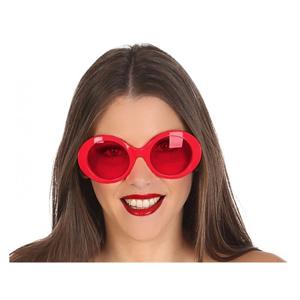 Carnaval verkleed damesbril - zonnebril - Rood - ronde glazen - Hippie/seventies stijl