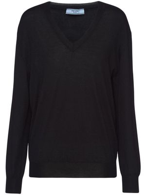 Prada pull en cachemire à col v - Noir