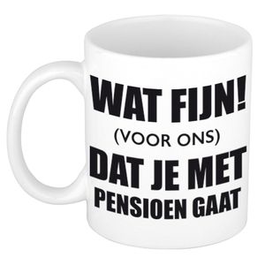 Wat fijn dat je met pensioen gaat cadeau pensioen mok / beker wit 300 ml