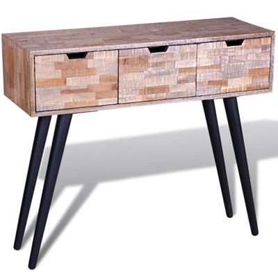 Wandtafel met 3 lades gerecycled teakhout