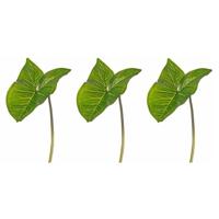 Bellatio Flowers & Plants Kunstplant - 3x - tak - bladgroen - Aronskelkblad - 53 cm