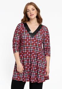Yoek Tuniek wide bottom PIED DE POULE | Rood | Maat 46/48