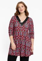 Yoek Tuniek wide bottom PIED DE POULE | Rood | Maat 58/60