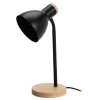 Home & Styling Tafellamp/bureaulampje Design Light - hout/metaal - zwart - H36 cm