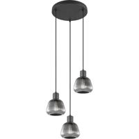 LED Hanglamp - Hangverlichting - Trion Arif - E27 Fitting - 3-lichts - Rond - Mat Zwart - Metaal