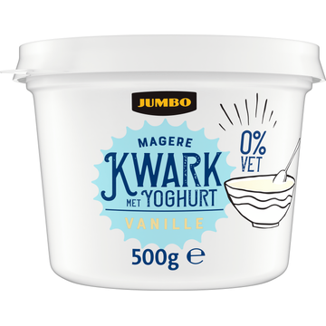 Jumbo Magere Kwark met Yoghurt Vanille 0% Vet 500 g