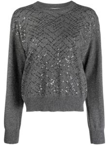 Brunello Cucinelli pull en laine à sequins - Gris