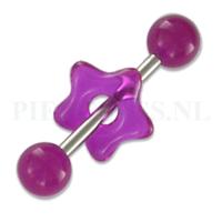Tongpiercing acryl donut ronde ster paars Tongpiercing acryl donut ronde ster paars