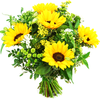 Zonnebloemen boeket geel wit