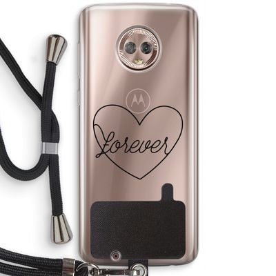 Forever heart black: Motorola Moto G6 Transparant Hoesje met koord