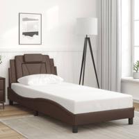 Bedframe "Viana" zonder matras kunstleer bruin 90x190 cm