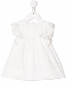 Chloé Kids robe évasée à fleurs brodées - Blanc