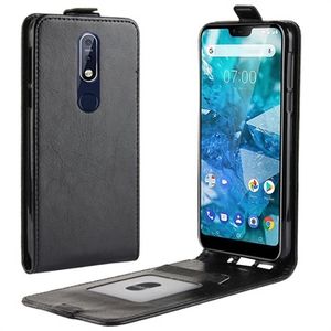 Nokia 7.1 Verticale Flip Case met Kaartsleuf - Zwart