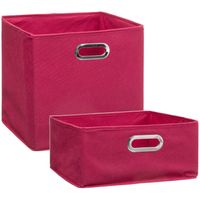 Set van 2x stuks opbergmanden/kastmanden 14 en 29 liter framboos roze van linnen 31 cm