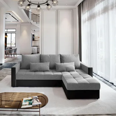 2dekans Hoekbank Kos Grijs + Zwart - Universeel - Slaapbank met opbergruimte [Niet in originele verpakking - Kans op schade]