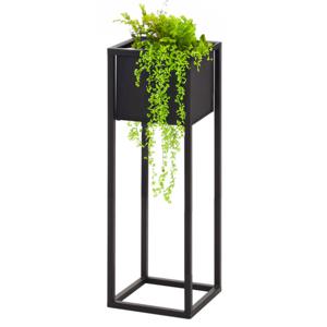 Plantenpot - zwart - op metalen standaard - 70 cm hoogte