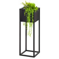 Plantenpot - zwart - op metalen standaard - 70 cm hoogte