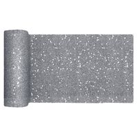 Santex Tafelloper op rol - zilver glitter - 18 x 500 cm - polyester - Feesttafelkleden