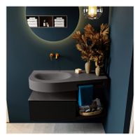 Mondiaz Riva 100cm badmeubel onderkast planchet kleur urban met 1 lade wastafel links kleur donker grijs