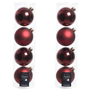 Decoris kerstballen - 8x st - donkerrood - D10 cm - glas - kerstversiering