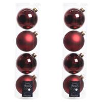 Decoris kerstballen - 8x st - donkerrood - D10 cm - glas - kerstversiering - thumbnail