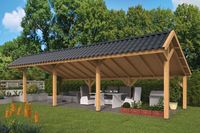 Lariks/Douglas Kapschuur Bergen XL type 5 677x452 cm- Kapschuurdak- Onbehandeld lariks Douglas hout- Tuindeco