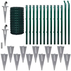 The Living Store Hekset - Euro hek 25m x 0.8m - PVC-draadgaas - Groen