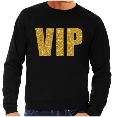 Verkleed glitter sweater voor heren - zwart - VIP - glitter goud - foute party Verkleed glitter sweater voor heren - zwart - VIP - glitter goud - foute party