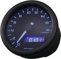 DAYTONA toerenteller "velona 60 dark". speedometer velona dark,b led-blue 18000 rpm