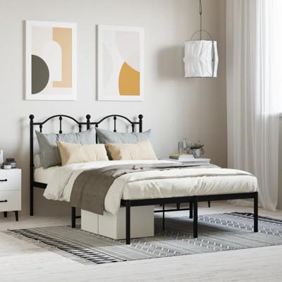 Bedframe met hoofdbord metaal zwart 120x200 cm