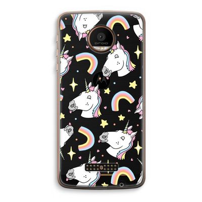 Rainbow Unicorn: Motorola Moto Z Force Transparant Hoesje