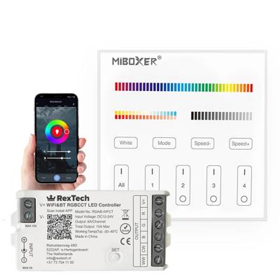 Draadloos milight touch wandpaneel & wifi controller voor RGBWW led strips - complete set