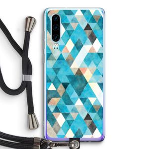 Gekleurde driehoekjes blauw: Huawei P30 Transparant Hoesje met koord