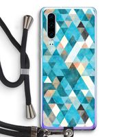 Gekleurde driehoekjes blauw: Huawei P30 Transparant Hoesje met koord