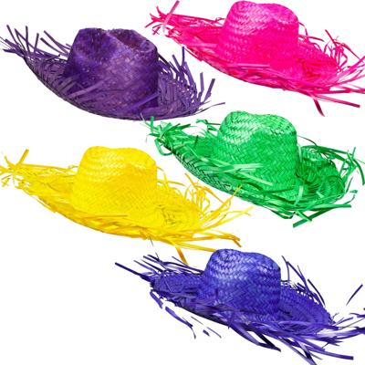 Boland Tropische Hawaii thema strohoed - met grote rand - Dames hoed - in zomerse kleuren