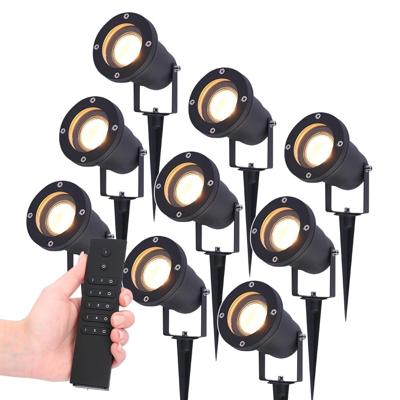 Set van 9 LED Prikspot zwart Sydney - aluminium - 4 Watt 345 lumen - 2700K warm wit - IP65 Waterdicht - Incl. dimmer met afstandsbediening