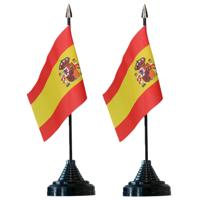 Vlag Spanje tafelvlaggetjes - 6x stuks - 10 x 15 cm vlag - met zwarte standaard