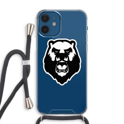 Angry Bear (white): iPhone 12 Transparant Hoesje met koord