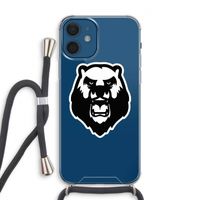 Angry Bear (white): iPhone 12 Transparant Hoesje met koord