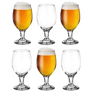 Bierglazen - 6x - op voet - 360 ml - glas - speciaal bier