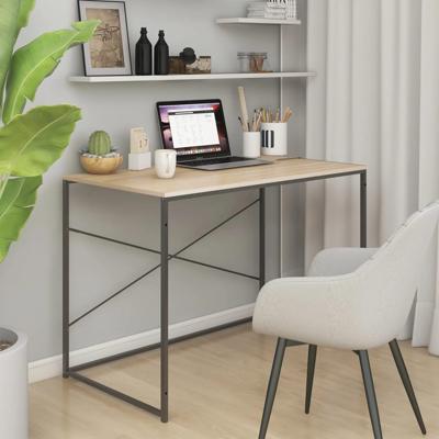 Computerbureau 110x60x70 cm bewerkt hout zwart en eikenkleurig