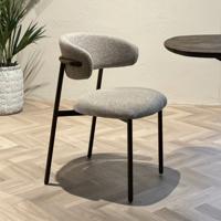 Livingfurn Eetkamerstoel 'Micah' Stof en walnoot, kleur Hush