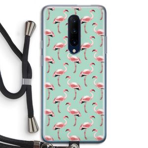 Flamingoprint groen: OnePlus 7 Pro Transparant Hoesje met koord