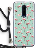 Flamingoprint groen: OnePlus 7 Pro Transparant Hoesje met koord