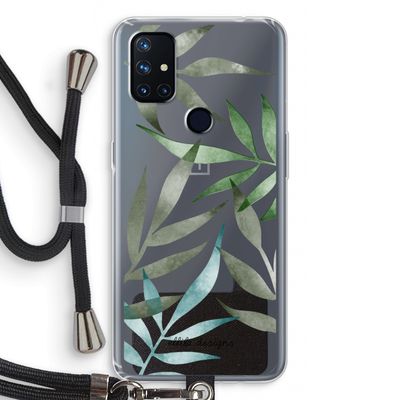 Tropical watercolor leaves: OnePlus Nord N10 5G Transparant Hoesje met koord